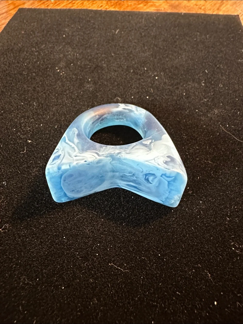 Dinosaur Designs Blue Marbled Resin Statement Ring